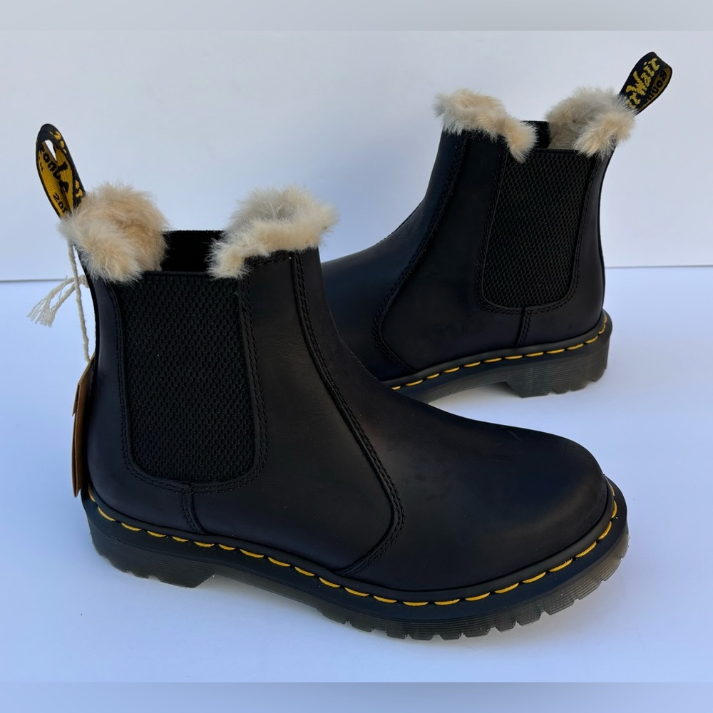 Dr. Martens Black Ankle Boots with Fleece Lining